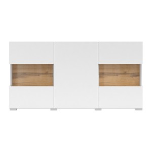 Buffet 120cm collection EVA 3 portes. Couleur blanc et chêne.