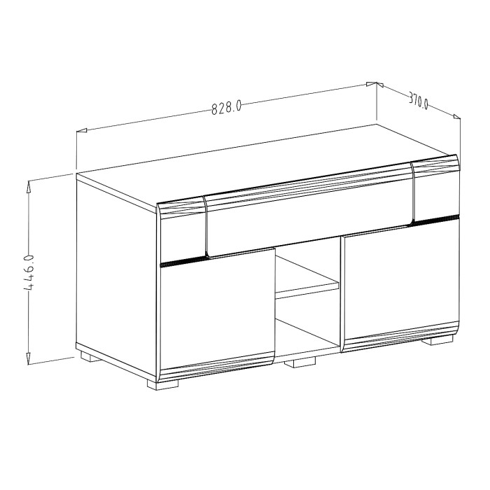 Banc de rangement design collection OHIO coloris blanc et chêne. 2 portes et 1 tiroir