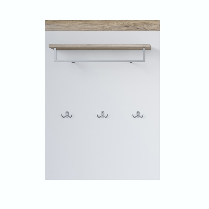 Ensemble design de 5 meubles d'entrée collection OHIO coloris blanc et chêne.