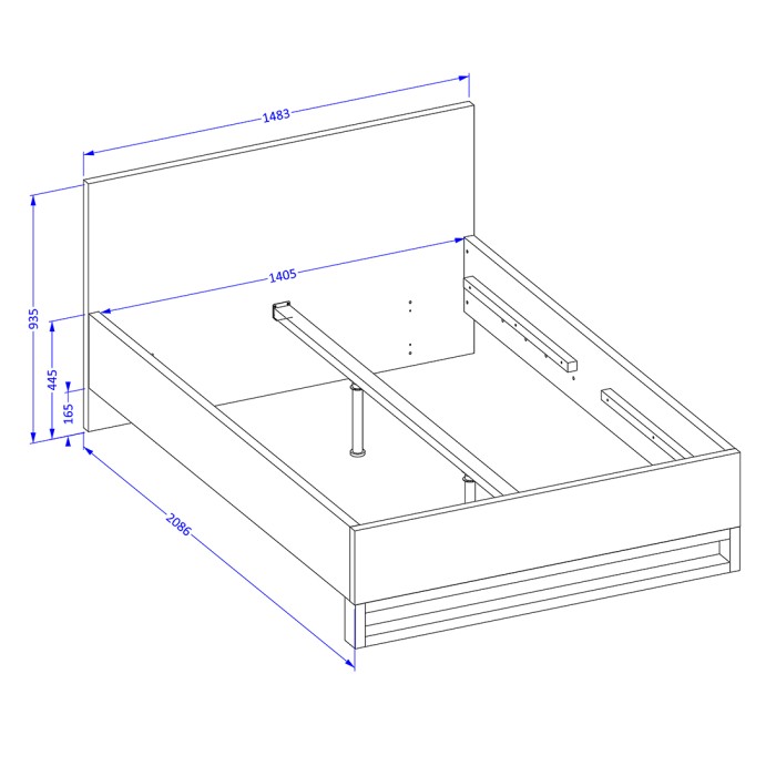 Chambre compléte industrielle MILOS : Armoire 4 portes, lit 140x200, commode, chevets, chêne brut/noir