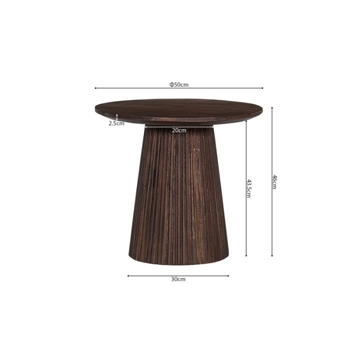 Table basse ronde collection MITCHEL en bois exotique de manguier brun diamètre 50 cm