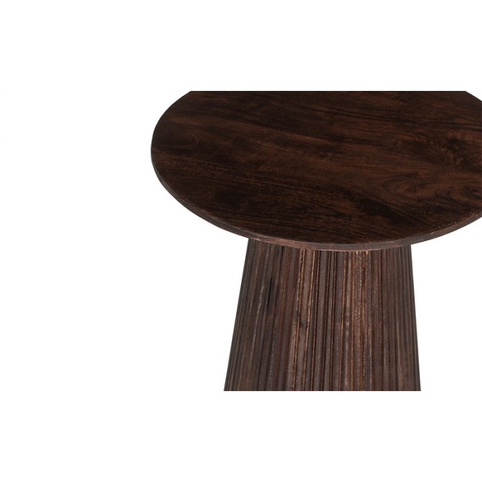Table basse ronde collection MITCHEL en bois exotique de manguier brun diamètre 50 cm