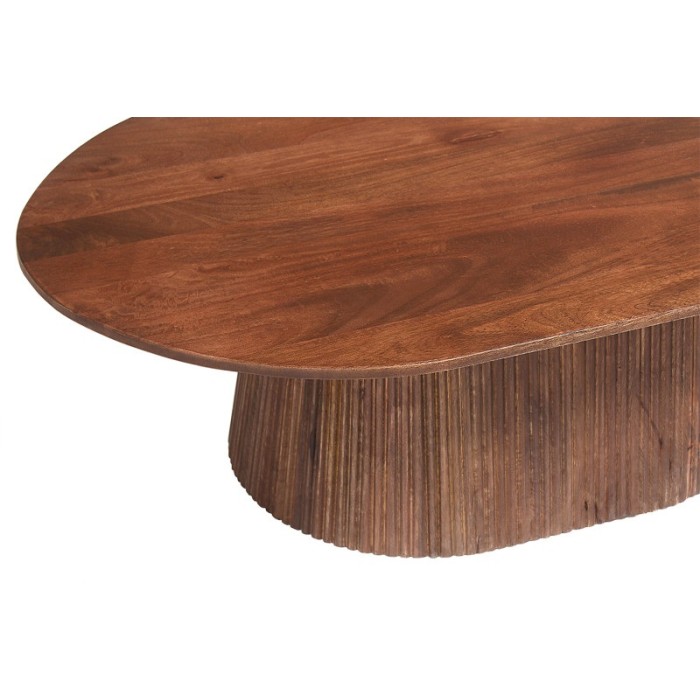 Table basse ovale collection MITCHEL en bois exotique de manguier brun clair 120x70cm