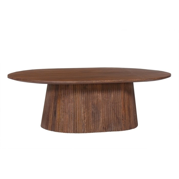 Table basse ovale collection MITCHEL en bois exotique de manguier brun clair 120x70cm