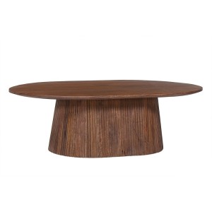 Table basse ovale collection MITCHEL en bois exotique de manguier brun clair 120x70cm