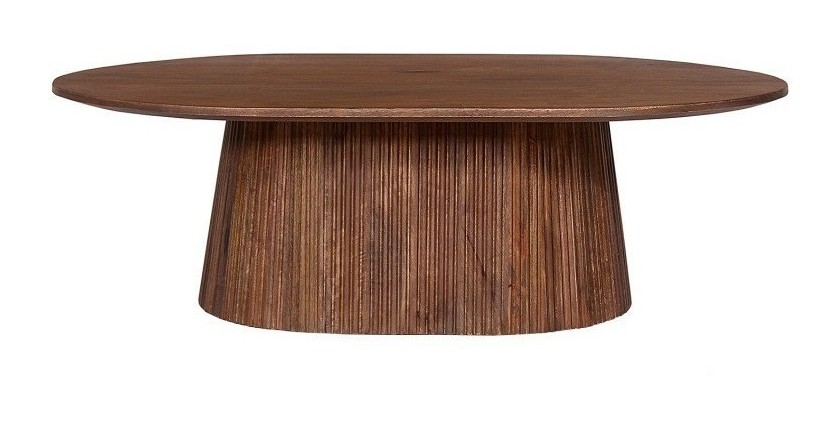Table basse ovale collection MITCHEL en bois exotique de manguier brun clair 120x70cm
