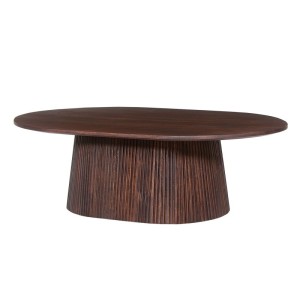 Table basse ovale collection MITCHEL en bois exotique de manguier brun foncé 120x70cm