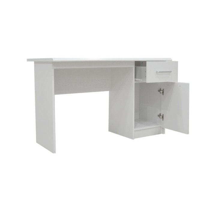 Bureau droit de la collection PRAGUE un tiroir et une porte coloris blanc