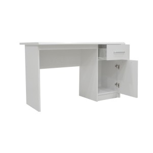Bureau droit de la collection PRAGUE un tiroir et une porte coloris blanc