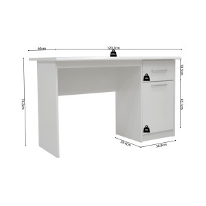 Bureau droit de la collection PRAGUE un tiroir et une porte coloris blanc