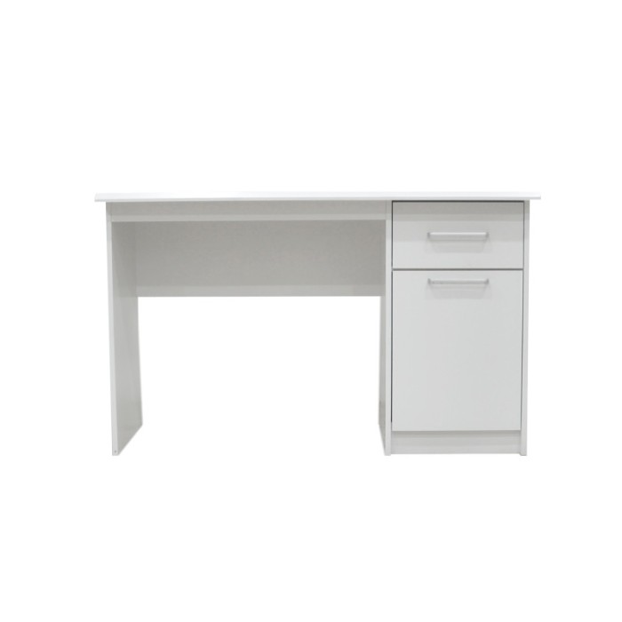 Bureau droit de la collection PRAGUE un tiroir et une porte coloris blanc