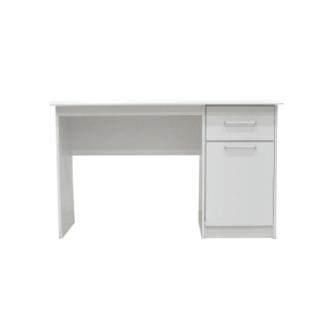 Bureau droit de la collection PRAGUE un tiroir et une porte coloris blanc