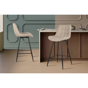 Tabouret de bar style vintage coloris beige. Collection PALMADE