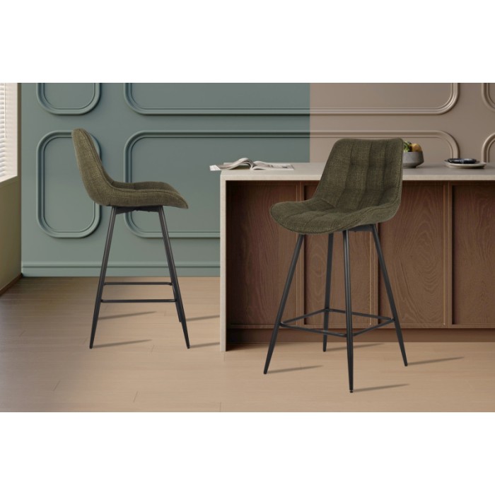 Tabouret de bar style vintage coloris vert. Collection PALMADE