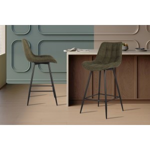 Tabouret de bar style vintage coloris vert. Collection PALMADE