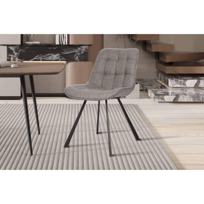 Chaise collection PALMADE Tissus Gris clair, dimension L51xH80xP61 cm, idéal pour votre cuisine ou salle à manger
