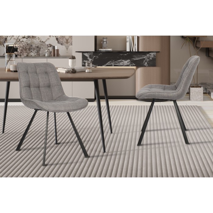 Chaise collection PALMADE Tissus Gris clair, dimension L51xH80xP61 cm, idéal pour votre cuisine ou salle à manger