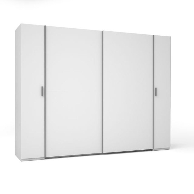 Armoire 4 portes STAR – Blanc – Avec penderie intégrée – L264 cm