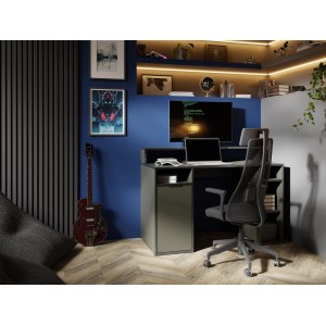 Bureau 1 Porte GRAPHIX - 125 cm - Graphite Gris - Collection GRAPHIX