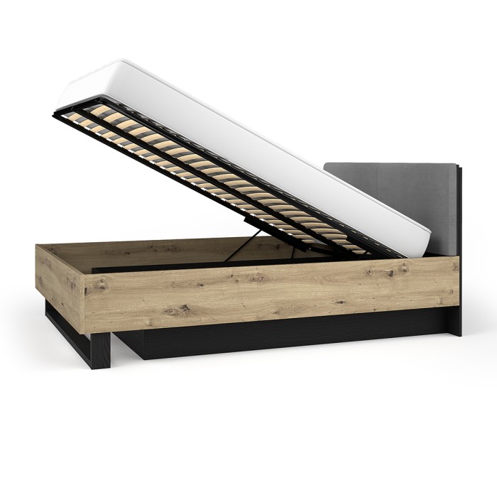 Lit Coffre 160x200 MELODY - Design Moderne avec Tête de Lit Rembourrée