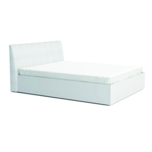 Ensemble chambre VERONA : Lit coffre 160x200 cm, commode 3 tiroirs, chevets, armoire 4 portes, blanc brillant