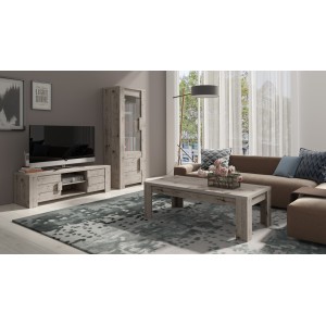 Petite vitrine LYON 2 portes - chêne wellington - 72 x 195 x 47 cm