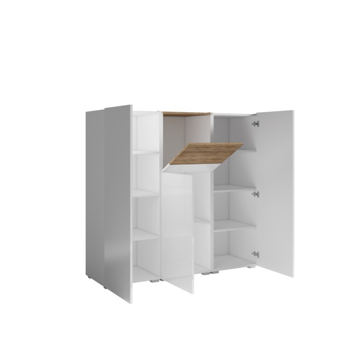 Buffet haut design RIGA blanc et chêne