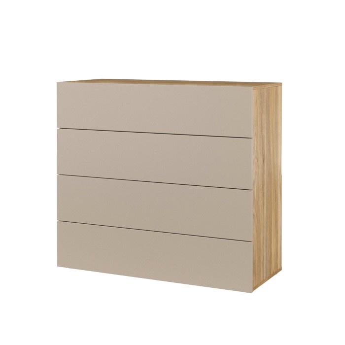Commode 4 tiroirs VOX coloris chêne et beige