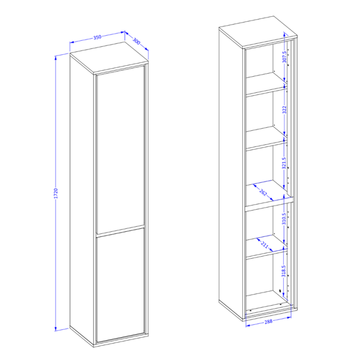 Colonne suspendue de salle de bain collection GOBI coloris marron.