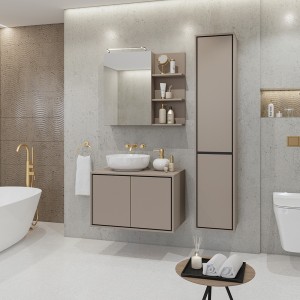 Colonne suspendue de salle de bain collection GOBI coloris marron.