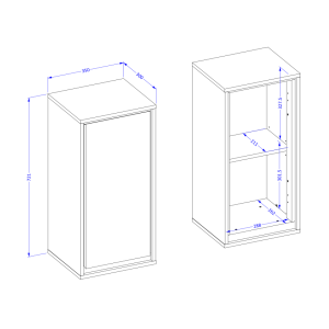 Meuble suspendu de salle de bain collection GOBI coloris blanc et noir.