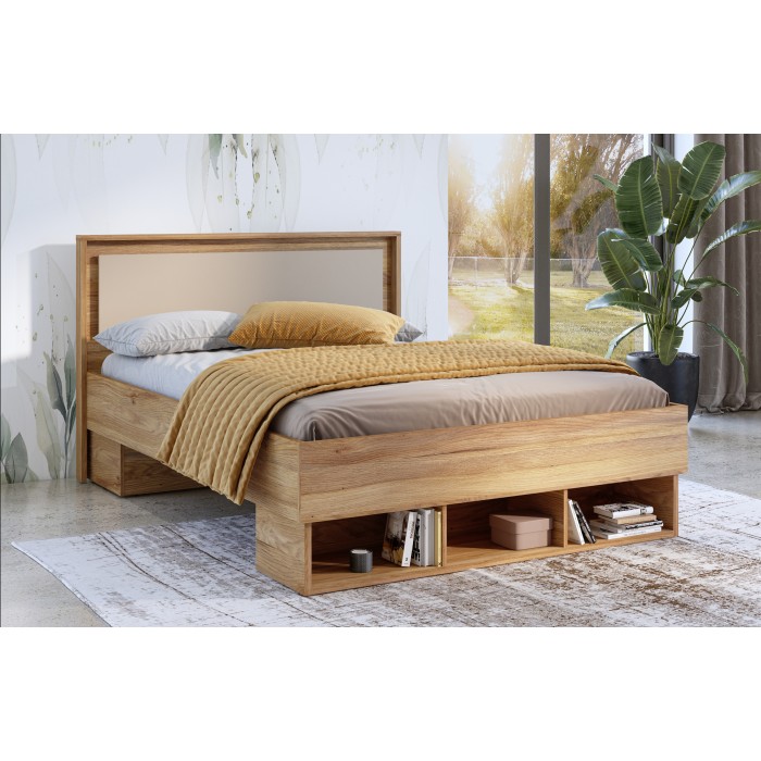 Ensemble Chambre à Coucher VOX – Lit 160x200, Armoire 150 cm, Commode, Table de Chevet + LEDs