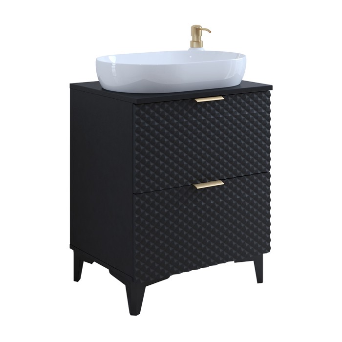 Ensemble de 2 meubles de salle de bain collection CHIC coloris noir et doré. Meuble sous vasque