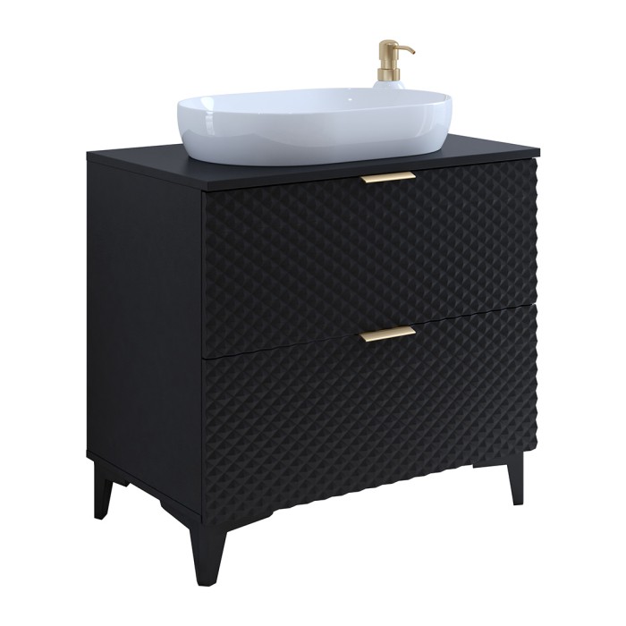 Ensemble de 2 meubles de salle de bain collection CHIC coloris noir et doré.