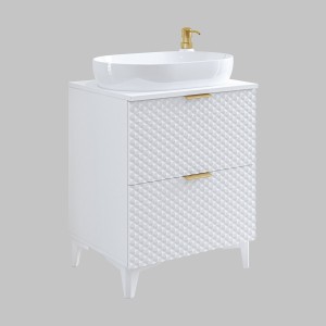 Ensemble de 2 meubles de salle de bain collection CHIC coloris blanc et doré. Meuble sous vasque