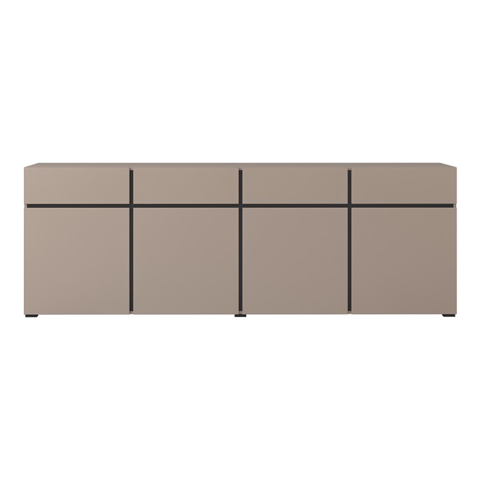 Buffet XL coloris beige et noir 225cm collection HAVANA. Bahut  design avec 4 portes et 4 tiroirs.