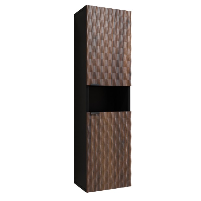 Ensemble de 3 meubles de salle de bain KING – Chêne foncé et noir - 60 cm