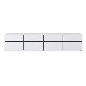 Meuble TV XL coloris blanc et noir 225cm collection HAVANA. Meuble design avec 4 portes et 4 tiroirs.