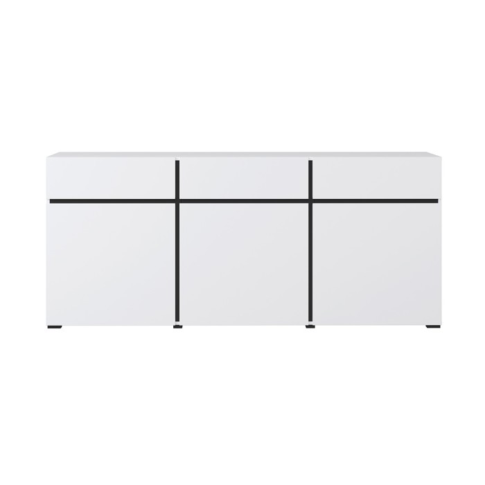 Buffet coloris blanc et noir 180cm collection HAVANA. Bahut  design avec 3 portes et 3 tiroirs.