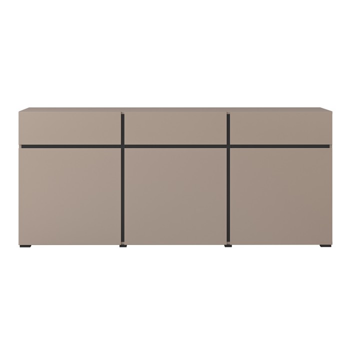 Buffet coloris beige et noir 180cm collection HAVANA. Bahut  design avec 3 portes et 3 tiroirs.