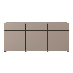 Buffet coloris beige et noir 180cm collection HAVANA. Bahut  design avec 3 portes et 3 tiroirs.