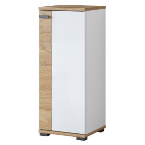 Meuble bas 1 porte BALEA coloris chêne et blanc