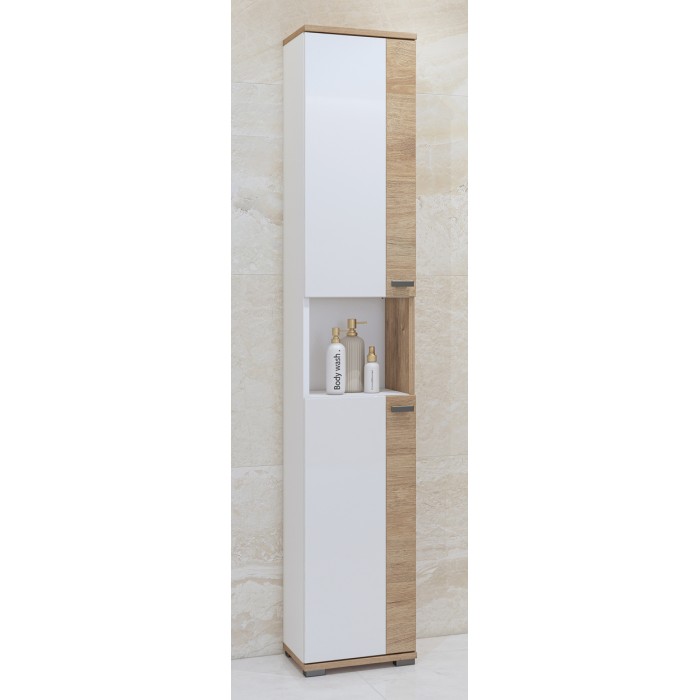 Ensemble de 5 meubles de salle de bain BALEA coloris chêne et blanc