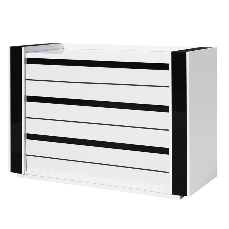 Commode LINA blanc et noir avec LED – 124 x 87 x 50 cm
