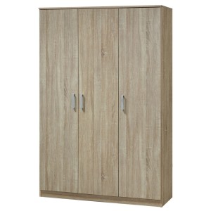 Armoire BERGAMA 3 portes, chêne Sonoma, poignées grises, style contemporain et pratique