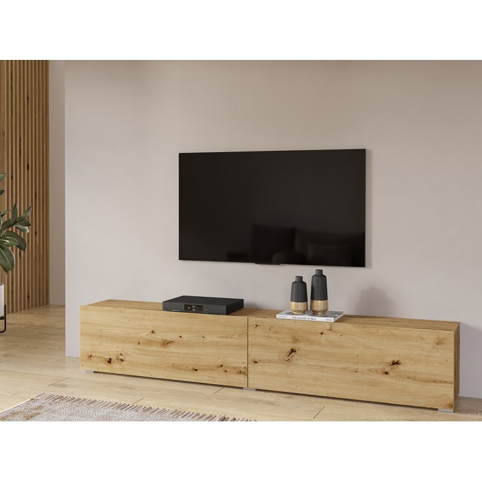 Meuble TV 180cm collection EVA. Couleur chêne et noir.