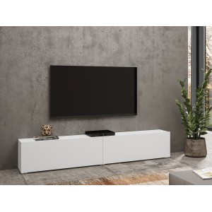 Meuble TV 180cm collection EVA. Couleur blanc et chêne.