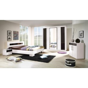 Lot de 2 chevets DUBLIN Blanc alpin et noir brillant