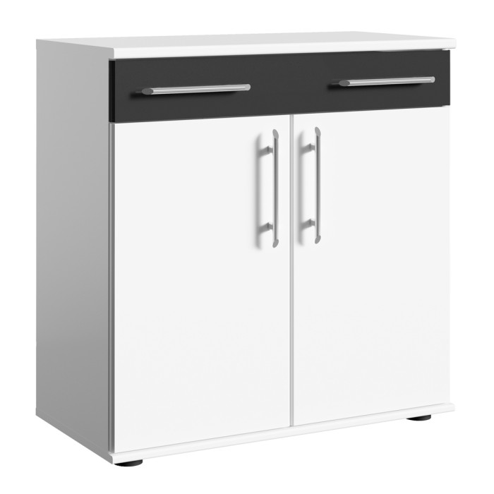 Commode blanche DUBLIN – 2 tiroirs et 2 portes