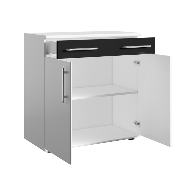 Commode blanche DUBLIN – 2 tiroirs et 2 portes